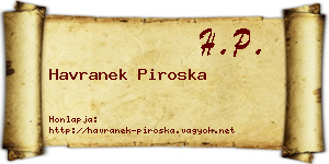 Havranek Piroska névjegykártya
